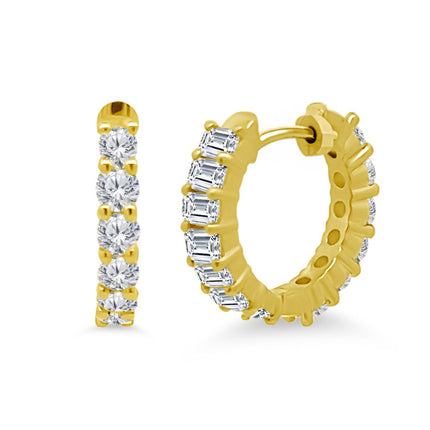 Reversible Round & Baguette Huggies  Lindsey Leigh Jewelry.