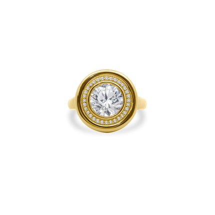 Round Diamond Halo Button Ring