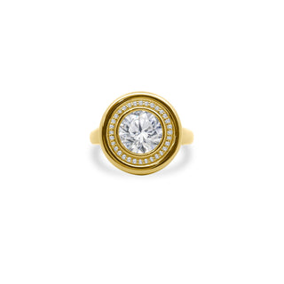 Round Diamond Halo Button Ring
