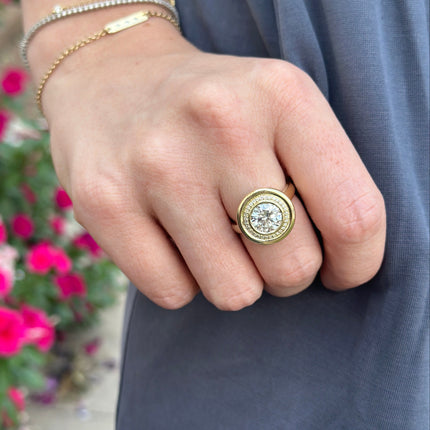 Round Diamond Halo Button Ring Lifestyle