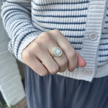 Round Diamond Halo Button Ring Lifestyle 3