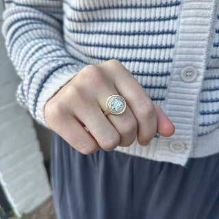 Round Diamond Halo Button Ring Lifestyle 3
