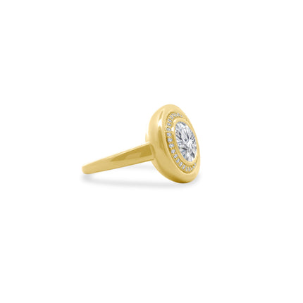 Round Diamond Halo Button Ring Side