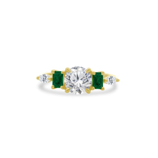 Round With Emerald and Marquise Side Stones  Lindsey Leigh Jewelry.
