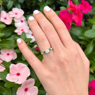 Round With Emerald and Marquise Side Stones  Lindsey Leigh Jewelry.

