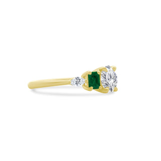 Round With Emerald and Marquise Side Stones  Lindsey Leigh Jewelry.
