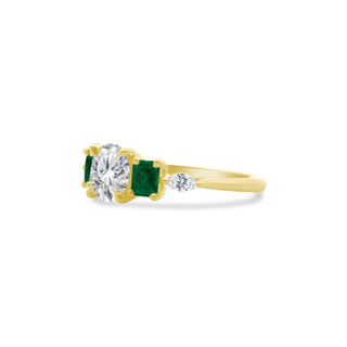 Round With Emerald and Marquise Side Stones  Lindsey Leigh Jewelry.

