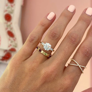 Round with Tapered Baguette Cut Side Stones  Lindsey Leigh Jewelry.
