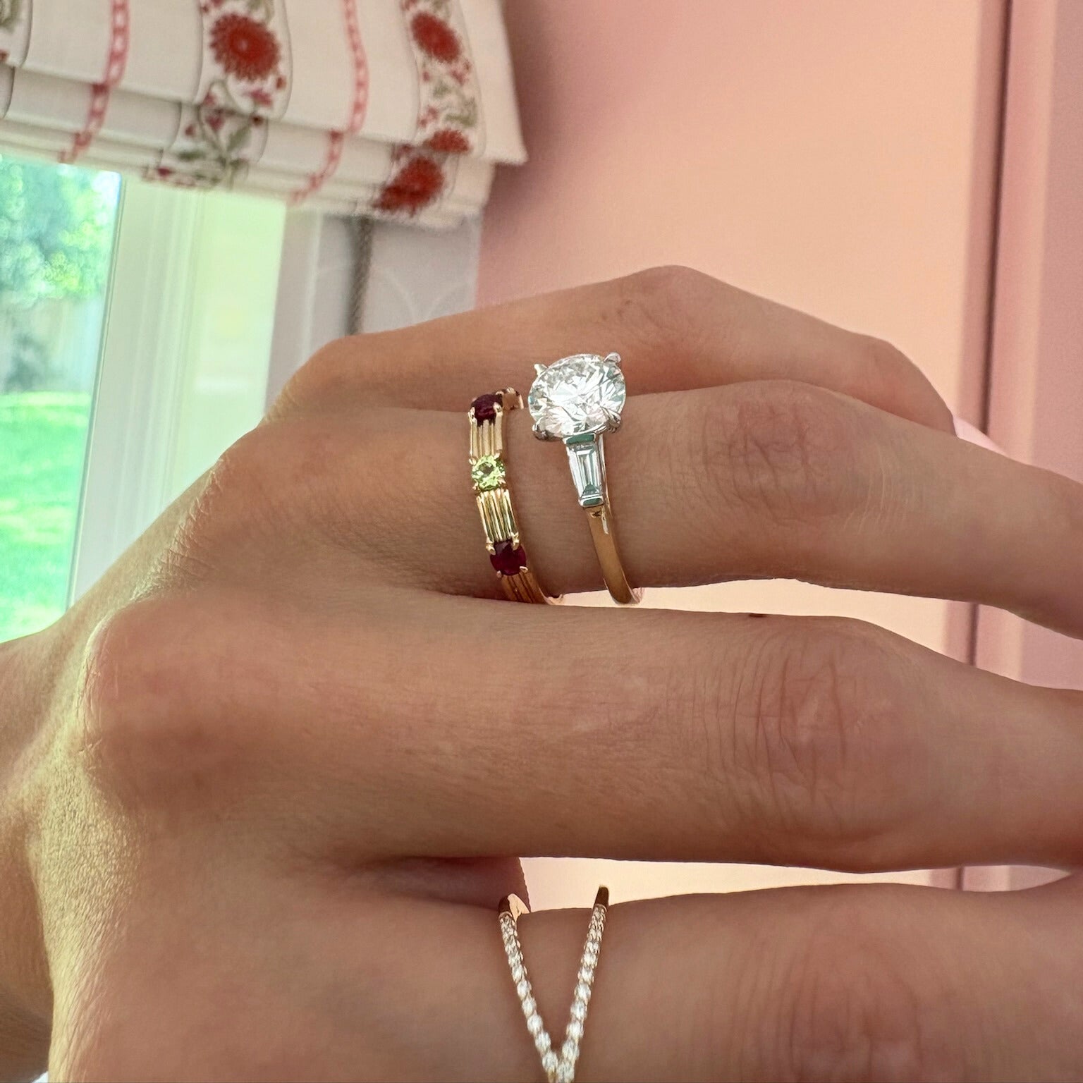 Wedding Band Round Diamond Ring With Tapered Baguettes Round With