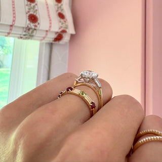 Round with Tapered Baguette Cut Side Stones  Lindsey Leigh Jewelry.
