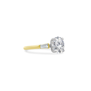 Round with Tapered Baguette Cut Side Stones  Lindsey Leigh Jewelry.
