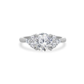 Round with Trio Side Stones  Lindsey Leigh Jewelry.
