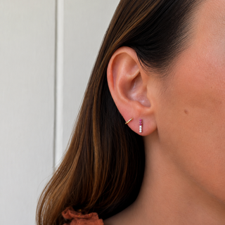 Ruby Gemstone & Diamond Bar Studs
