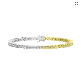 Yellow and White Diamond Lab Grown Tennis Bracelet
