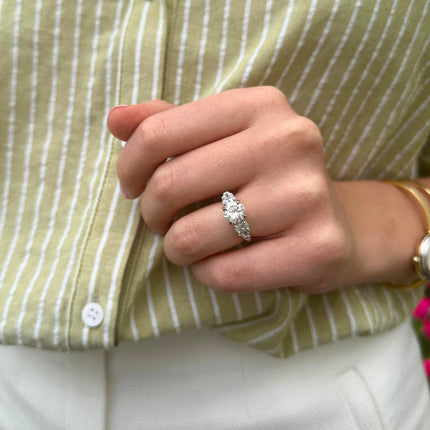 Seven Stone Ring With Round and Baguette Side Stones  Lindsey Leigh Jewelry.