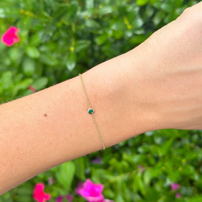 Single Emerald Bezel Bracelet Lightbox, Lindsey Leigh Jewelry - Houston, TX