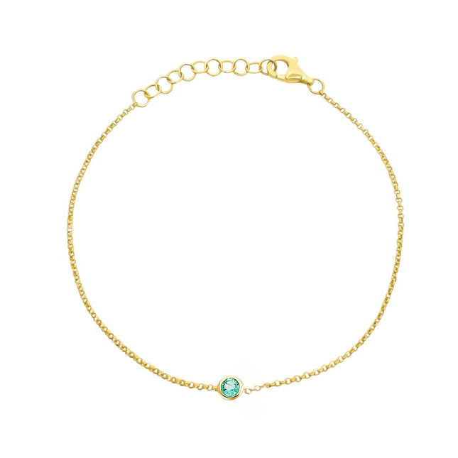 Single Emerald Bezel Bracelet Lightbox, Lindsey Leigh Jewelry - Houston, TX
