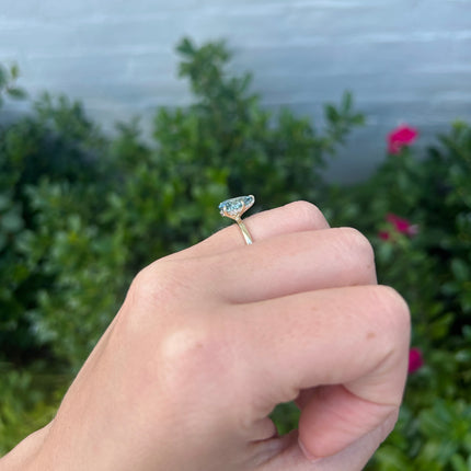 Solitaire Blue Diamond Pear With Hidden Diamond Halo Lifestyle 1