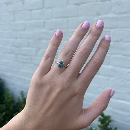 Solitaire Blue Diamond Pear With Hidden Diamond Halo Lifestyle 2