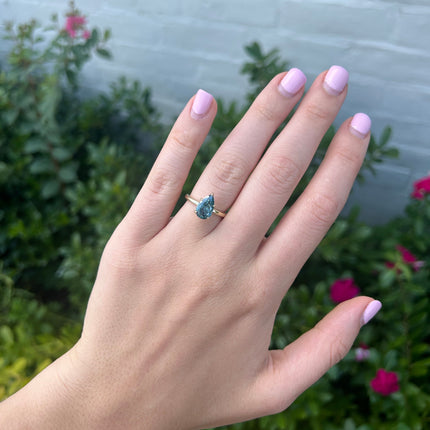 Solitaire Blue Diamond Pear With Hidden Diamond Halo Lifestyle 3