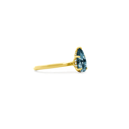 Solitaire Blue Diamond Pear With Hidden Diamond Halo Side