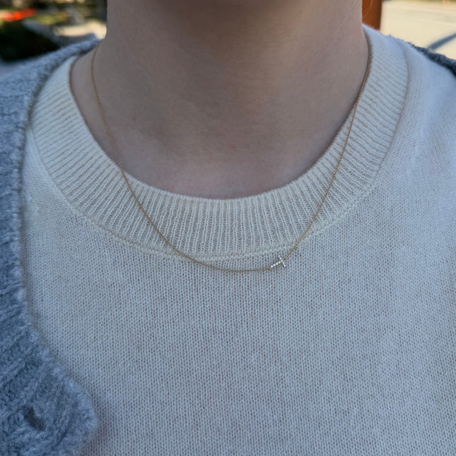 "T" Diamond Asymmetrical Initial Necklace