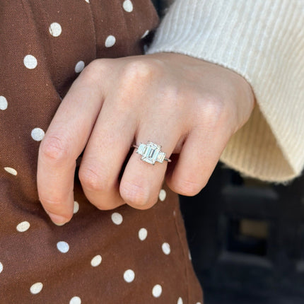 Triple Emerald Cut Diamond Ring Lifestyle