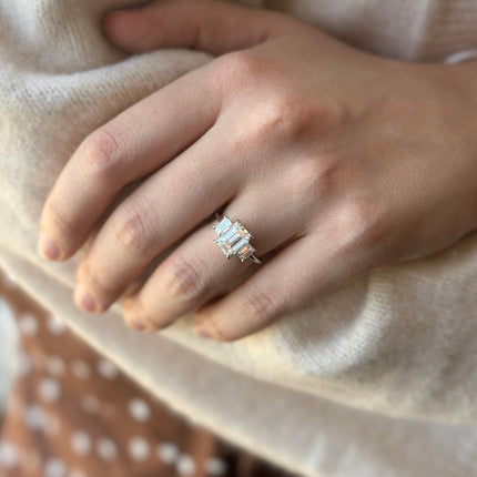 Triple Emerald Cut Diamond Ring Lifestyle 2