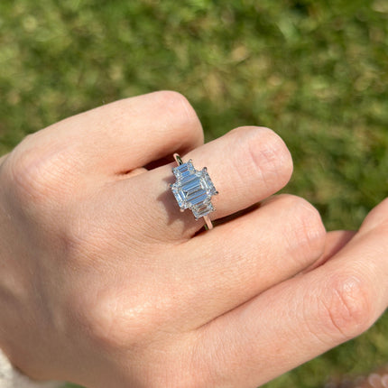 Triple Emerald Cut Diamond Ring Lifestyle 3