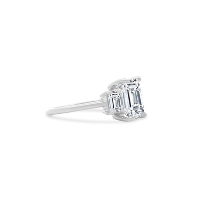 Triple Emerald Cut Diamond Ring Side