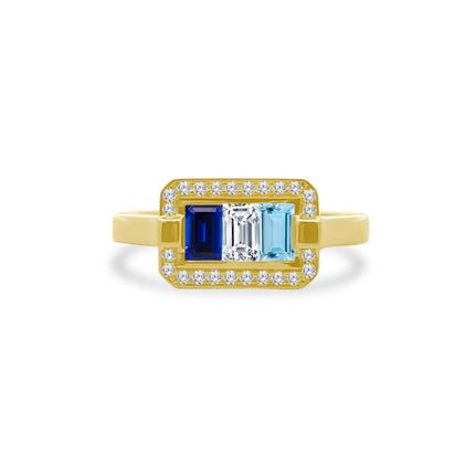 Triple Stone Diamond Halo Ring  Lindsey Leigh Jewelry.