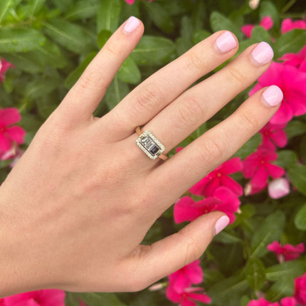 Triple Stone Diamond Halo Ring  Lindsey Leigh Jewelry.
