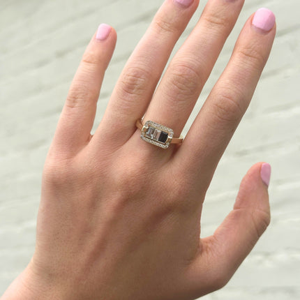 Triple Stone Diamond Halo Ring  Lindsey Leigh Jewelry.