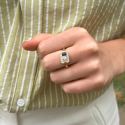 Triple Stone Diamond Halo Ring  Lindsey Leigh Jewelry.