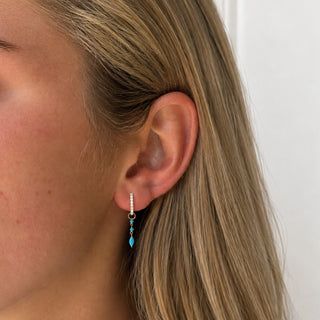Turquoise Marquise Drop Huggie Charm
