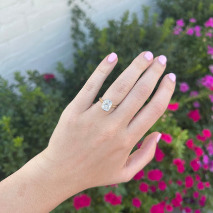 Two Tone Bezel Solitaire Radiant Lifestyle 3