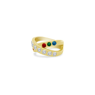 Diamond and Gemstone Cross Over Inlay Ring  Lindsey Leigh Jewelry.
