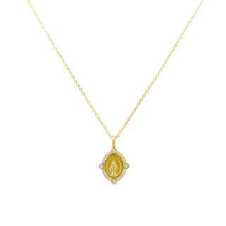 Diamond Bezel Halo Miraculous Medal  Lindsey Leigh Jewelry.
