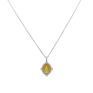 Diamond Bezel Halo Miraculous Medal  Lindsey Leigh Jewelry.
