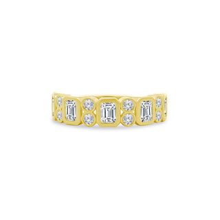 Alternating Emerald Cut & Double Diamond Bezel Band  Lindsey Leigh Jewelry.
