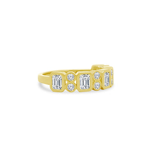 Alternating Emerald Cut & Double Diamond Bezel Band  Lindsey Leigh Jewelry.

