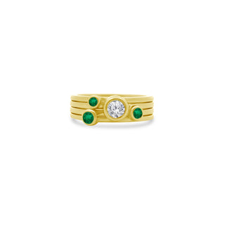 Bezel Set Diamond & Gemstone Four Row Band  Lindsey Leigh Jewelry.

