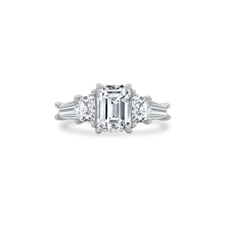 Emerald Cut With Radiant and Tapered Baguette Side Stones  Lindsey Leigh Jewelry.
