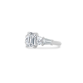 Emerald Cut With Radiant and Tapered Baguette Side Stones  Lindsey Leigh Jewelry.
