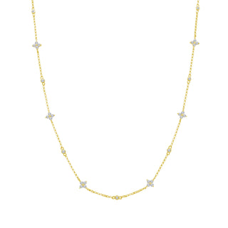 Alternating Diamond Blossom & Bezel Necklace  Lindsey Leigh Jewelry.
