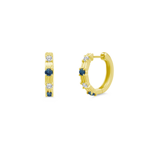 Triple Row Diamond & Gemstone Station Huggies  Lindsey Leigh Jewelry.
