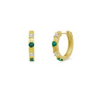 Triple Row Diamond & Gemstone Station Huggies  Lindsey Leigh Jewelry.

