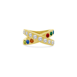 Diamond and Gemstone Cross Over Inlay Ring  Lindsey Leigh Jewelry.
