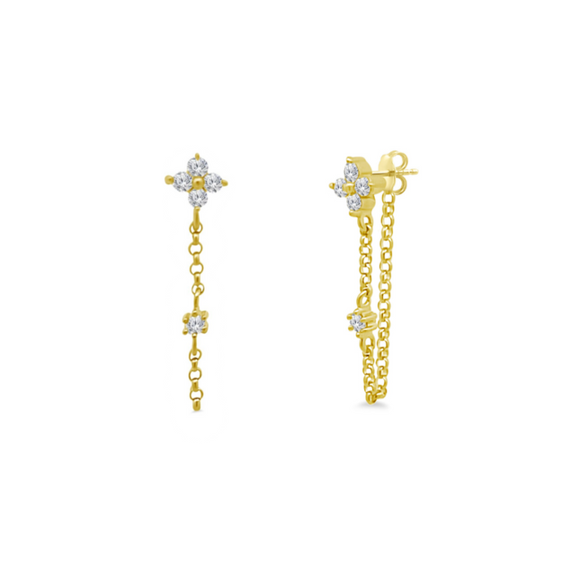 Tiny Diamond Blossom Chain Stud  Lindsey Leigh Jewelry.