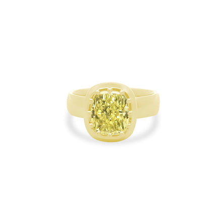 Yellow Diamond Solitaire on Thick Gold Band  Lindsey Leigh Jewelry.